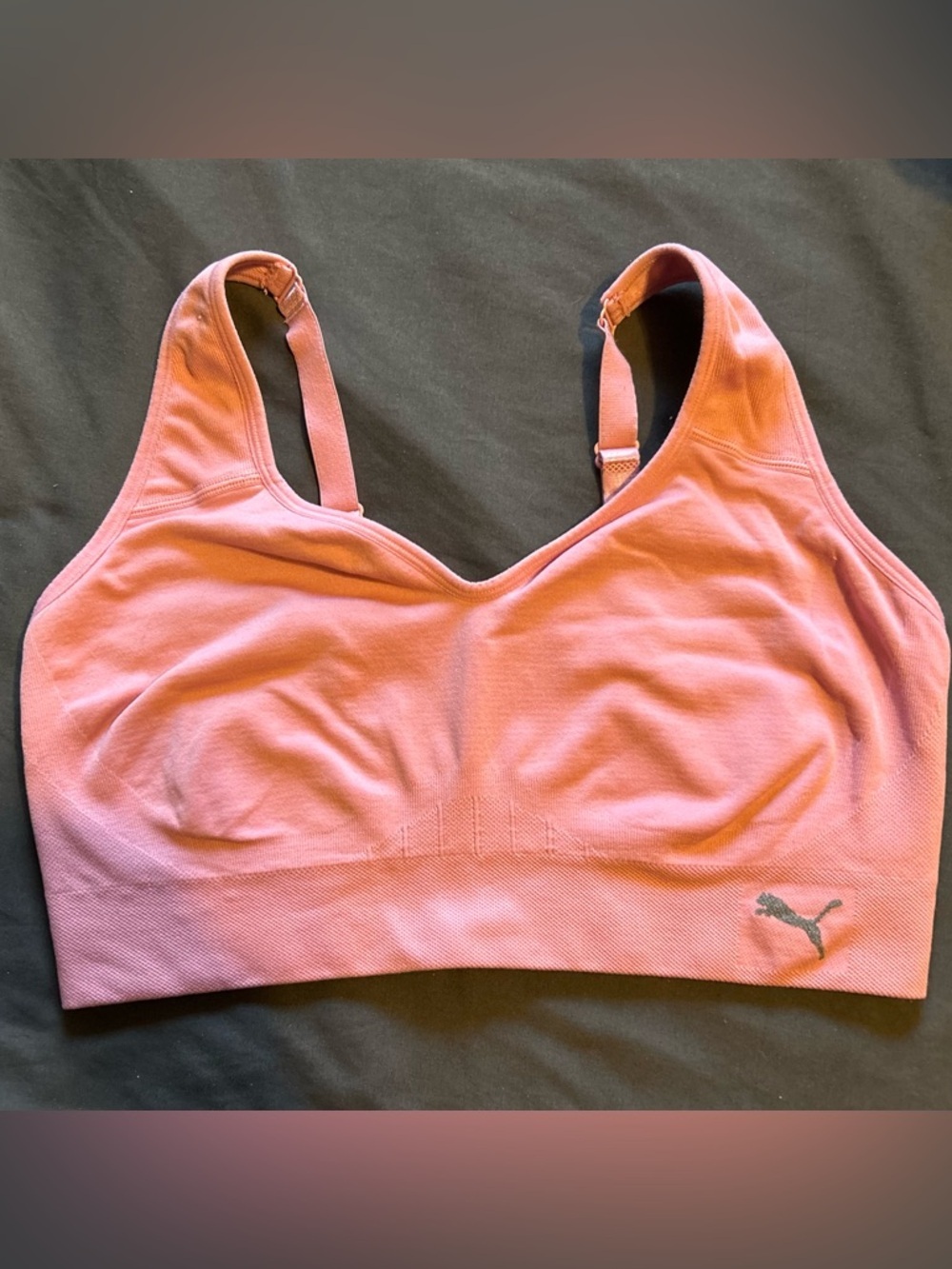 Puma Blush Pink Seamless Sports Bra with Adjustable Straps